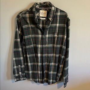 Weatherproof Men's Plaid Shirt - Dark Green and White